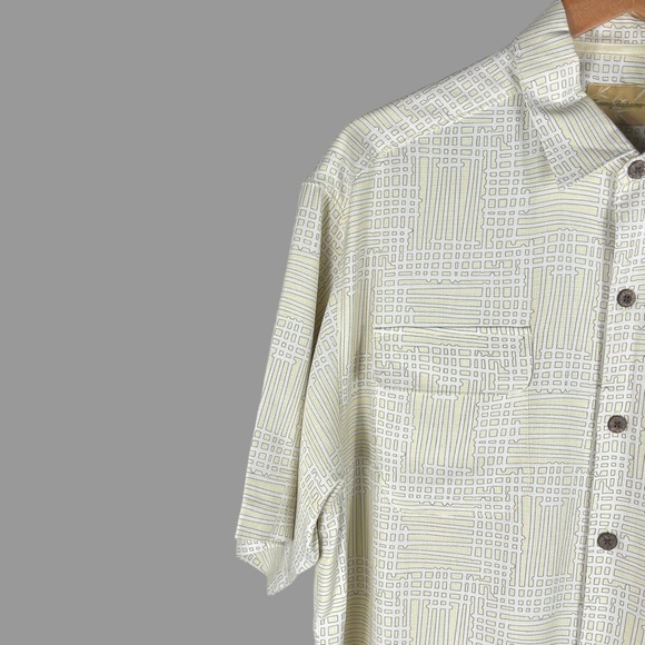Tommy Bahama 100% Slk Retro Geometric Print Short Sleeve Camp Shirt Size Large - Picture 4 of 14